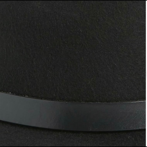 NWT All Saints Long Brim Fedora+100% Wool+Brass Logo rivet+Black - Picture 6 of 11